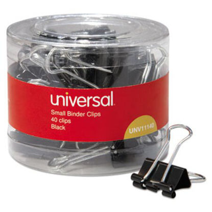 Picture of Binder Clips in Dispenser Tub, Small, Black/Silver, 40/PackUNV-11140