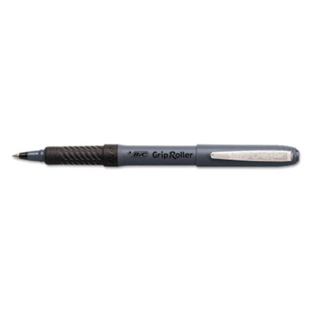 Picture of Roller Glide Roller Ball Pen, Stick, Micro 0.5 mm, Black Ink, Gray Barrel, DozenBIC-GREM11BK