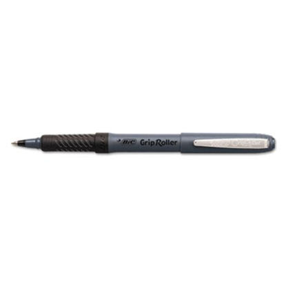 Picture of Roller Glide Roller Ball Pen, Stick, Micro 0.5 mm, Black Ink, Gray Barrel, DozenBIC-GREM11BK