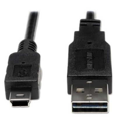 Picture of Universal Reversible USB 2.0 Cable, Reversible A to 5-Pin Mini B (M/M), 6 ft.TRP-UR030006