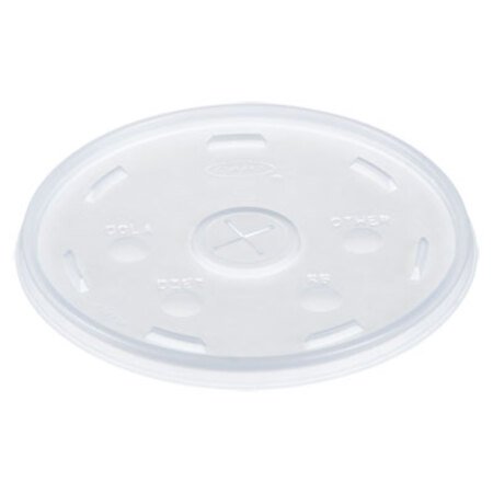 Picture of Plastic Lids for Foam Cups, Bowls and Containers, Flat with Straw Slot, Fits 12-60 oz, Translucent, 500/CartonDCC-32SL