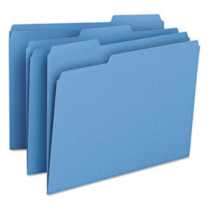 Picture of Colored File Folders, 1/3-Cut Tabs, Letter Size, Blue, 100/BoxSMD-12043