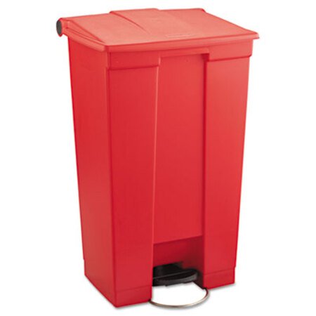 Picture of Indoor Utility Step-On Waste Container, Rectangular, Plastic, 23 gal, RedRCP-6146RED