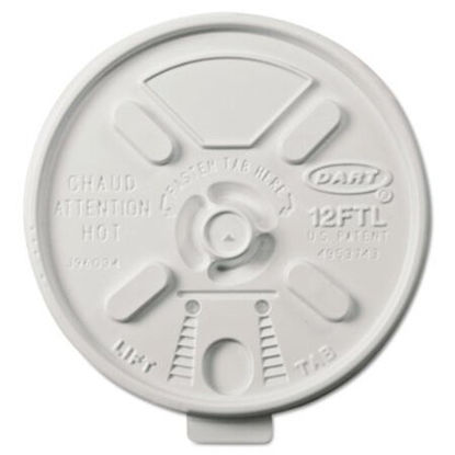 Picture of Lift n' Lock Plastic Hot Cup Lids, Fits 10 oz to 14 oz Cups, White, 1,000/CartonDCC-12FTL