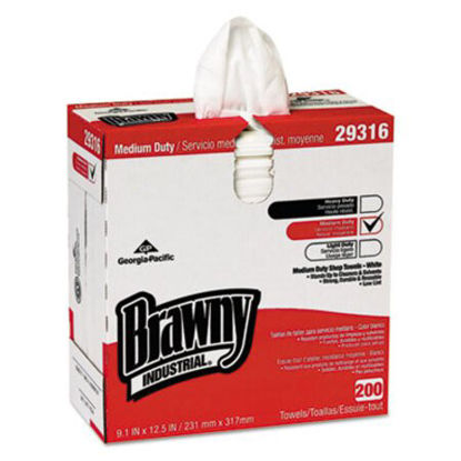Picture of Brawny Industrial Lightweight Shop Towel, 9 1/10" x 12 1/2", White, 200/BoxGPC-29316