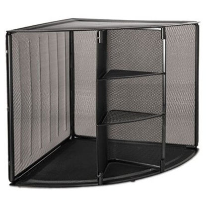 Picture of Mesh Corner Desktop Shelf, Five Sections, 20 x 14 x 13, BlackROL-62630