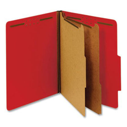 Picture of Bright Colored Pressboard Classification Folders, 2 Dividers, Letter Size, Ruby Red, 10/BoxUNV-10303