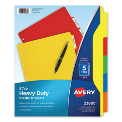 Picture of Heavy-Duty Plastic Dividers with Multicolor Tabs and White Labels , 5-Tab, 11 x 8.5, Assorted, 1 SetAVE-23080