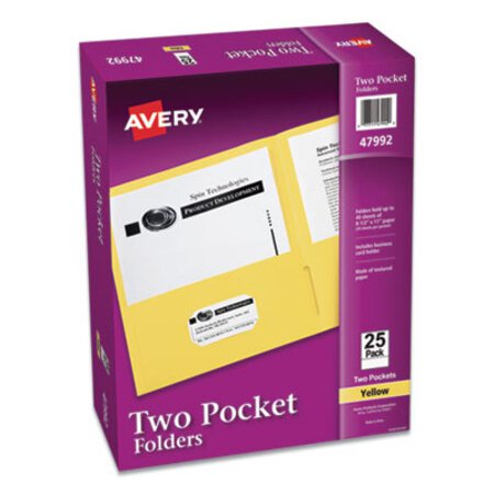 Picture of Two-Pocket Folder, 40-Sheet Capacity, Yellow, 25/BoxAVE-47992