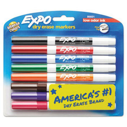 Picture of Low-Odor Dry-Erase Marker, Fine Bullet Tip, Assorted Colors, 8/SetSAN-86601