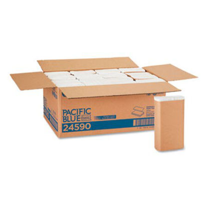 Picture of Pacific Blue Basic M-Fold Paper Towels, 9 1/5 x 9 2/5, White, 250/Pack, 16 PK/CTGPC-24590