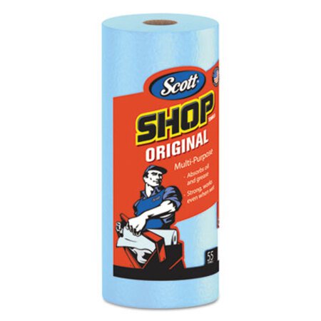 Picture of Shop Towels, Standard Roll, 10.4 x 11, Blue, 55/Roll, 30 Rolls/CartonKCC-75130
