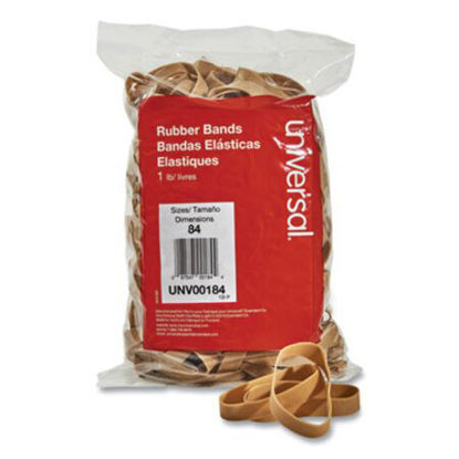 Picture of Rubber Bands, Size 84, 0.04" Gauge, Beige, 1 lb Box, 155/PackUNV-00184