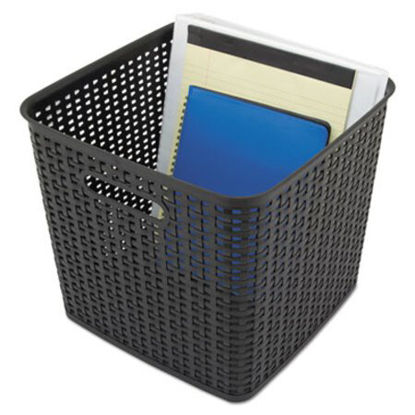 Picture of Plastic Weave Bin, Extra Large, 12.5" x 12.5" x 11.13", Black, 2/PackAVT-40376