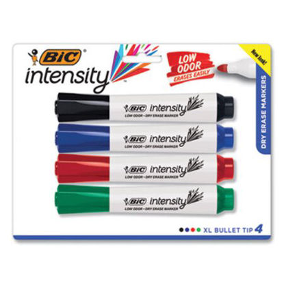Picture of Intensity Bold Tank-Style Dry Erase Marker, Extra-Broad Bullet Tip, Assorted Colors, 4/SetBIC-GDEMP41ASST