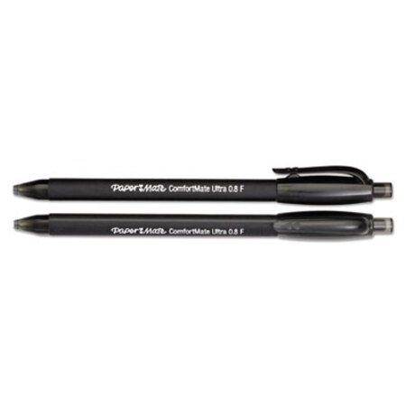 Picture of ComfortMate Ultra Ballpoint Pen, Retractable, Fine 0.8 mm, Black Ink, Black Barrel, DozenPAP-6380187