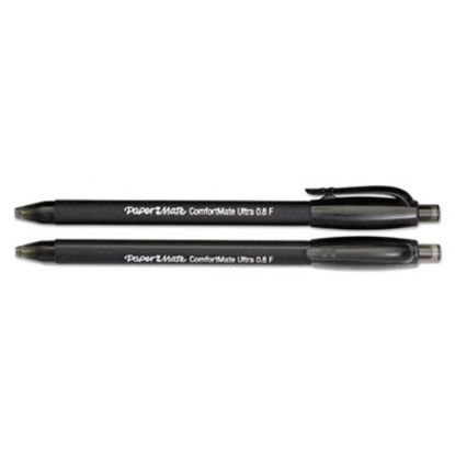 Picture of ComfortMate Ultra Ballpoint Pen, Retractable, Fine 0.8 mm, Black Ink, Black Barrel, DozenPAP-6380187