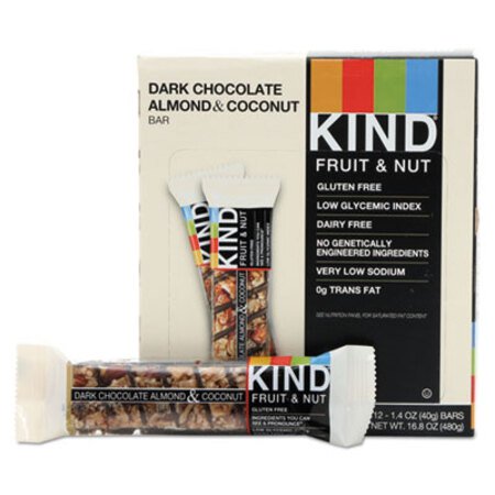 Picture of Fruit and Nut Bars, Dark Chocolate Almond and Coconut, 1.4 oz Bar, 12/BoxKND-19987