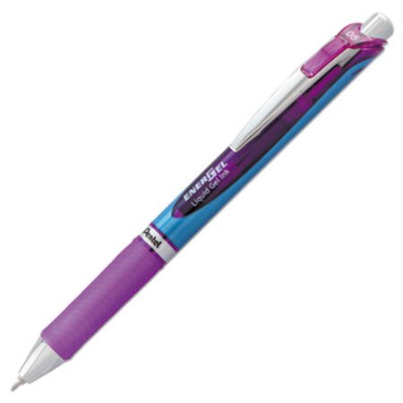 Picture of EnerGel RTX Gel Pen, Retractable, Fine 0.5 mm Needle Tip, Violet Ink, Silver/Violet BarrelPEN-BLN75V