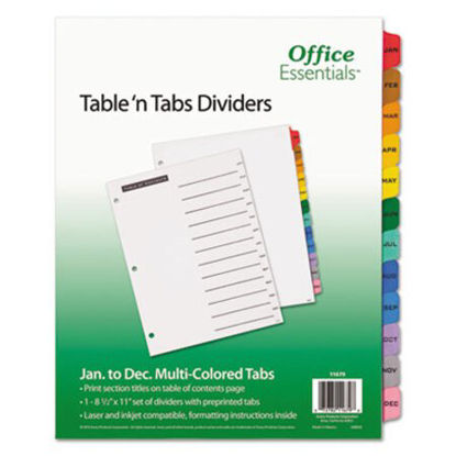 Picture of Table 'n Tabs Dividers, 12-Tab, Jan. to Dec., 11 x 8.5, White, 1 SetAVE-11679