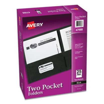Picture of Two-Pocket Folder, 40-Sheet Capacity, Black, 25/BoxAVE-47988