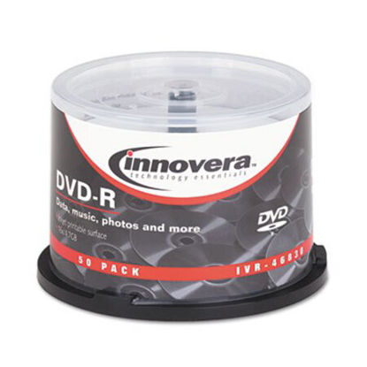 Picture of DVD-R Inkjet Printable Recordable Disc, 4.7 GB, 16x, Spindle, Matte White, 50/PackIVR-46830