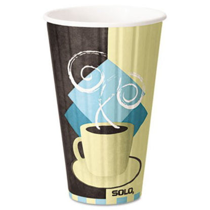 Picture of Duo Shield Insulated Paper Hot Cups, 16 oz, Tuscan Cafe, Chocolate/Blue/Beige, 525/CartonSCC-IC16J7534CT