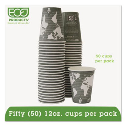 Picture of World Art Renewable and Compostable Hot Cups, 12 oz, Gray, 50/PackECO-EPBHC12WAPK