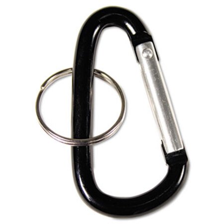 Picture of Carabiner Key Chains, Split Key Rings, Aluminum, Black, 10/PackAVT-75555