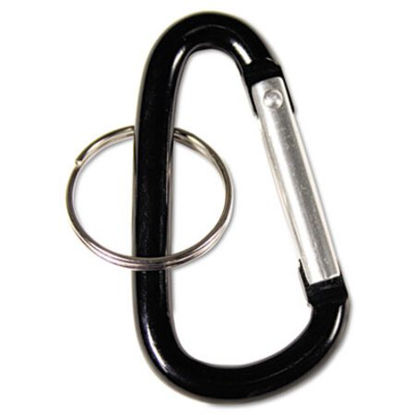 Picture of Carabiner Key Chains, Split Key Rings, Aluminum, Black, 10/PackAVT-75555