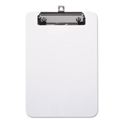 Picture of Plastic Clipboard with Low Profile Clip, 1/2" Capacity, Holds 5 x 8, ClearUNV-40312