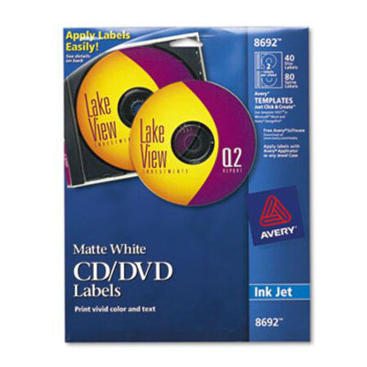 Picture of Inkjet CD Labels, Matte White, 40/PackAVE-8692