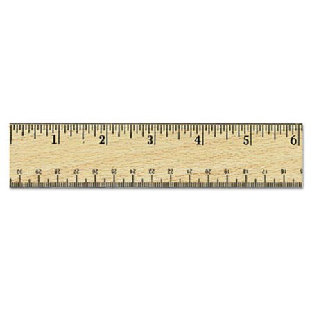 Picture of Flat Wood Ruler w/Double Metal Edge, 12", Clear Lacquer FinishUNV-59021