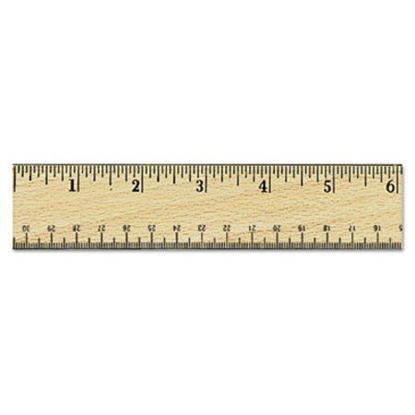 Picture of Flat Wood Ruler w/Double Metal Edge, 12", Clear Lacquer FinishUNV-59021