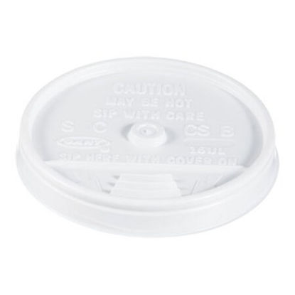 Picture of Plastic Lids, Fits 12 oz to 24 oz Hot/Cold Foam Cups, Sip-Thru Lid, White, 100/Pack, 10 Packs/CartonDCC-16UL