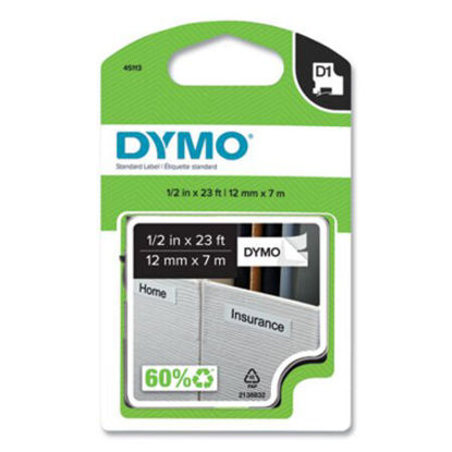 Picture of D1 High-Performance Polyester Removable Label Tape, 0.5" x 23 ft, Black on WhiteDYM-45113