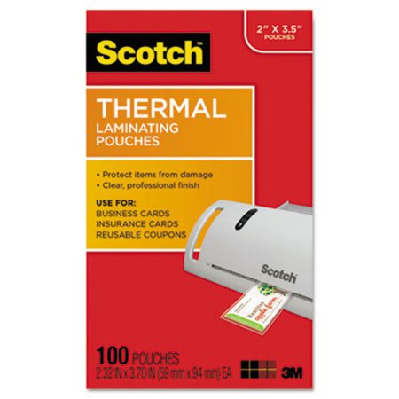 Picture of Laminating Pouches, 5 mil, 3.75" x 2.38", Gloss Clear, 100/PackMMM-TP5851100