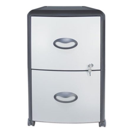 Picture of Mobile Filing Cabinet with Metal Siding, 2 File Drawers, Silver/Black, 19" x 15" x 23"STX-61351U01C