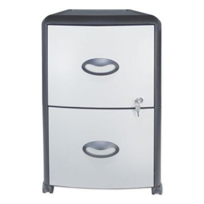 Picture of Mobile Filing Cabinet with Metal Siding, 2 File Drawers, Silver/Black, 19" x 15" x 23"STX-61351U01C