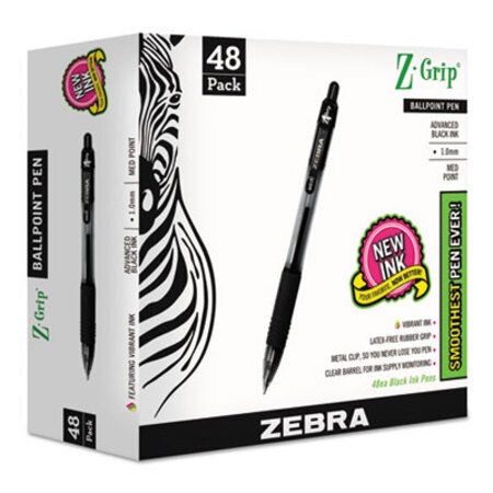 Picture of Z-Grip Ballpoint Pen, Retractable, Medium 1 mm, Black Ink, Black Barrel, 48/PackZEB-22148