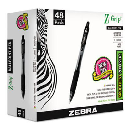 Picture of Z-Grip Ballpoint Pen, Retractable, Medium 1 mm, Black Ink, Black Barrel, 48/PackZEB-22148