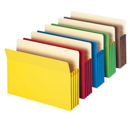 Picture of Colored File Pockets, 3.5" Expansion, Letter Size, Assorted, 5/PackSMD-73892