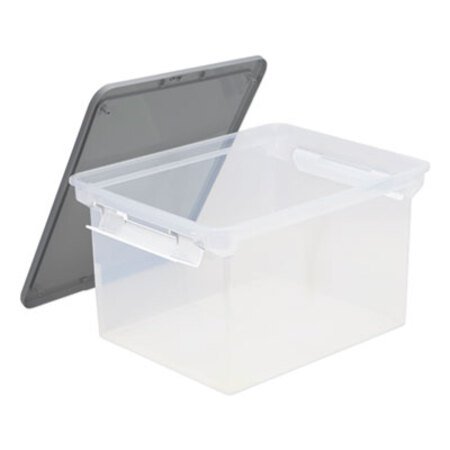 Picture of Portable File Tote with Locking Handles, Letter/Legal Files, 18.5" x 14.25" x 10.88", Clear/SilverSTX-61530U01C