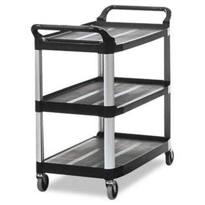 Picture of Open Sided Utility Cart, Three-Shelf, 40.63w x 20d x 37.81h, BlackRCP-409100BLA