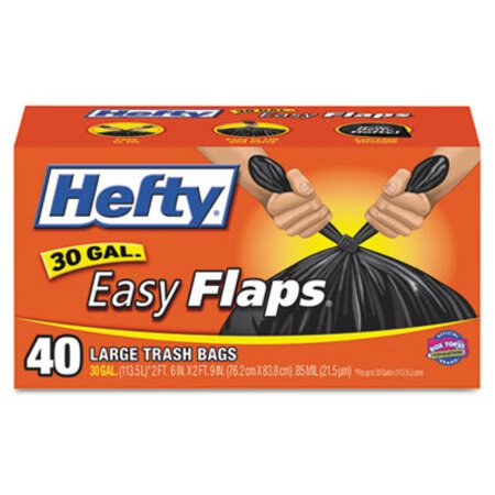Picture of Easy Flaps Trash Bags, 30 gal, 1.05 mil, 30" x 33", Black, 40/BoxRFP-E27744