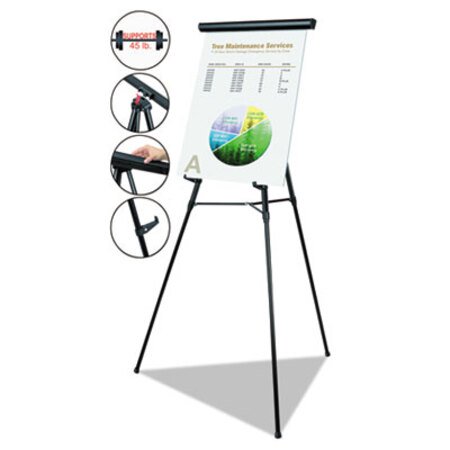 Picture of Telescoping Tripod Display Easel, Adjusts 38" to 69" High, Metal, BlackBVC-FLX05101MV