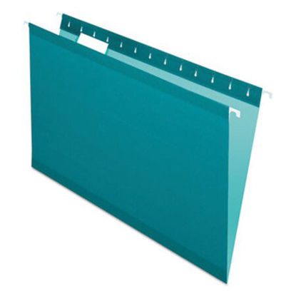 Picture of Colored Reinforced Hanging Folders, Legal Size, 1/5-Cut Tab, Teal, 25/BoxPFX-415315TEA