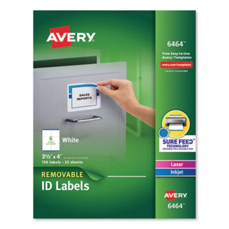 Picture of Removable Multi-Use Labels, Inkjet/Laser Printers, 3.33 x 4, White, 6/Sheet, 25 Sheets/PackAVE-6464
