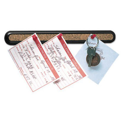 Picture of Bulletin Bar II Natural Cork Bulletin, 12 x 1, Brown, Black Plastic FrameQRT-23401