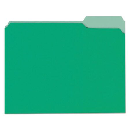 Picture of Deluxe Colored Top Tab File Folders, 1/3-Cut Tabs, Letter Size, Green/Light Green, 100/BoxUNV-10502